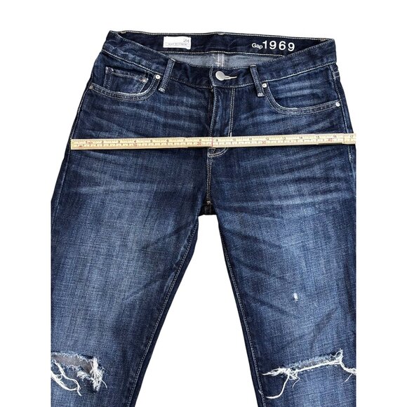 Gap 1969 Sexy Boyfriend Jeans Size 24 Dark Wash Distressed Denim - Picture 11 of 12